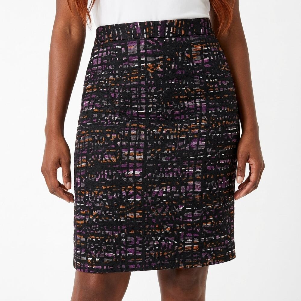 Loft Petites Pencil Knee Length Geometric Skirt Women Size 2P